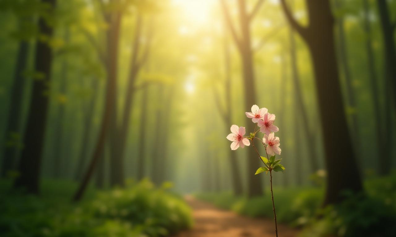 日本の森と繊細な花のアレンジメント